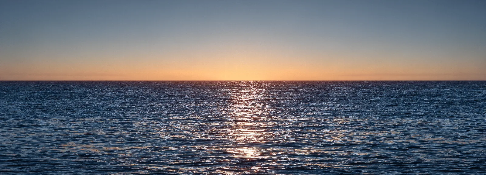 Horizon, development 01: a gold sunset over open sea.